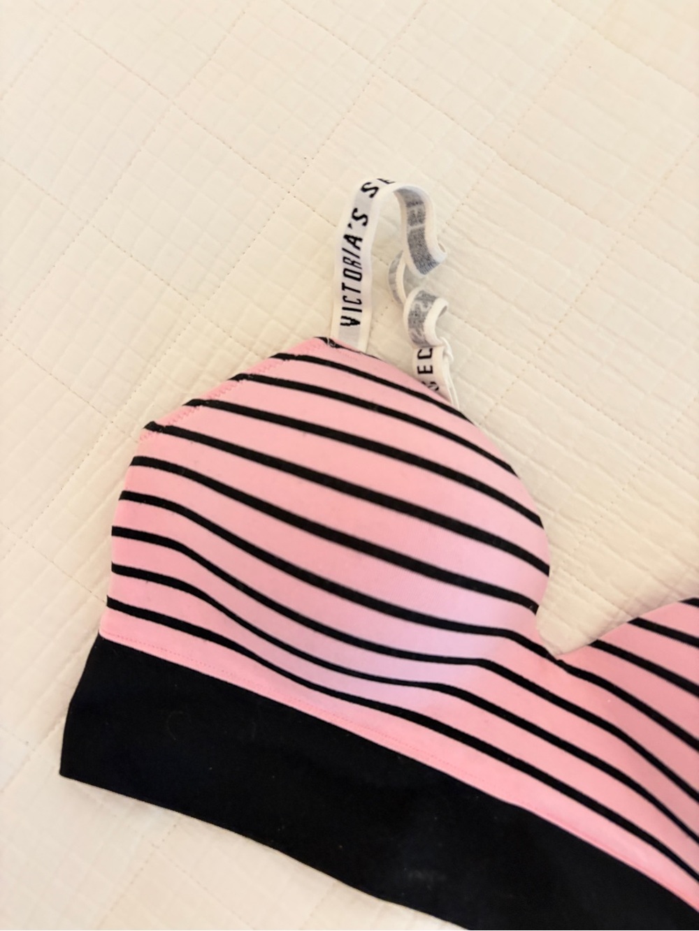 Victoria's Secret Pink and Black Bralette with Logo Strap